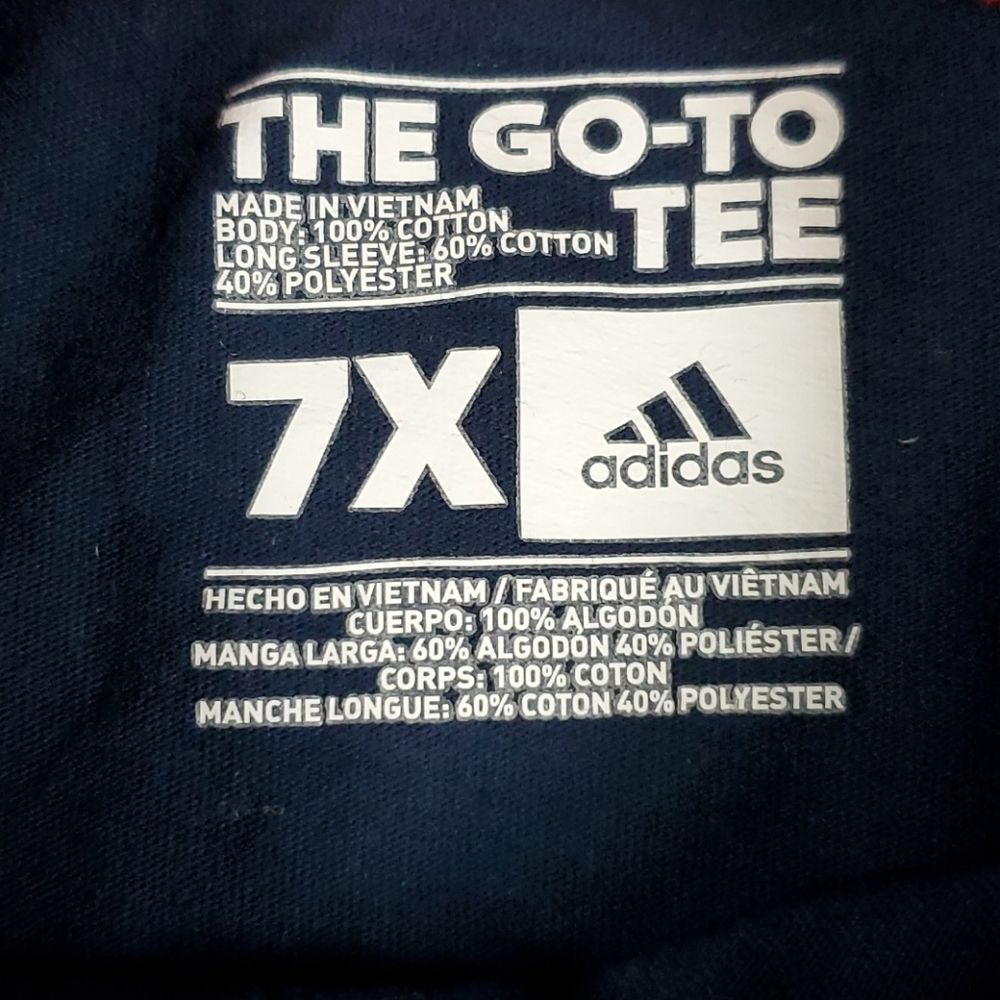 Adidas t shirt long sleeve navy grey 7x - Picture 3 of 3